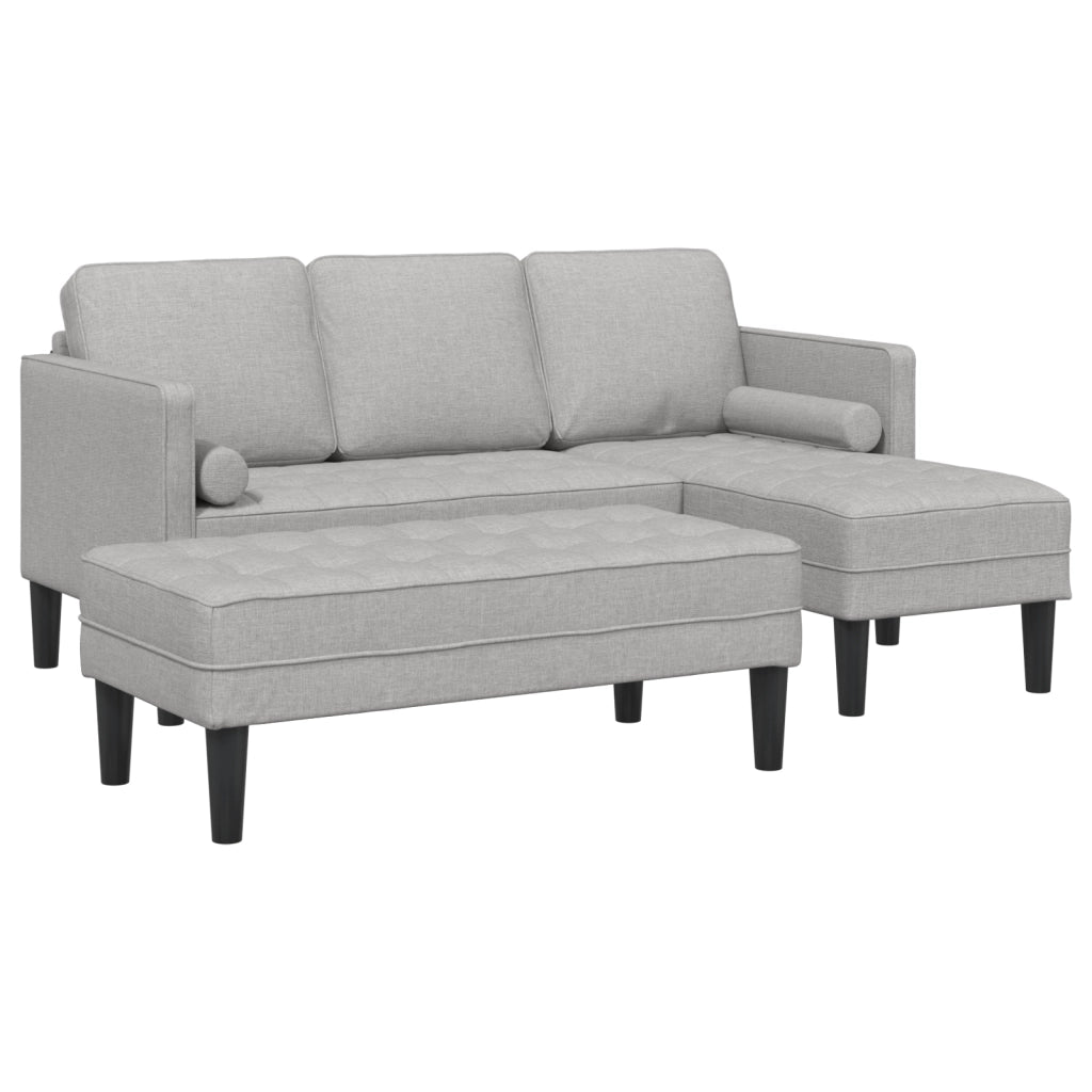 Set di divani a 2 pezzi con cuscini in tessuto grigio nuvola