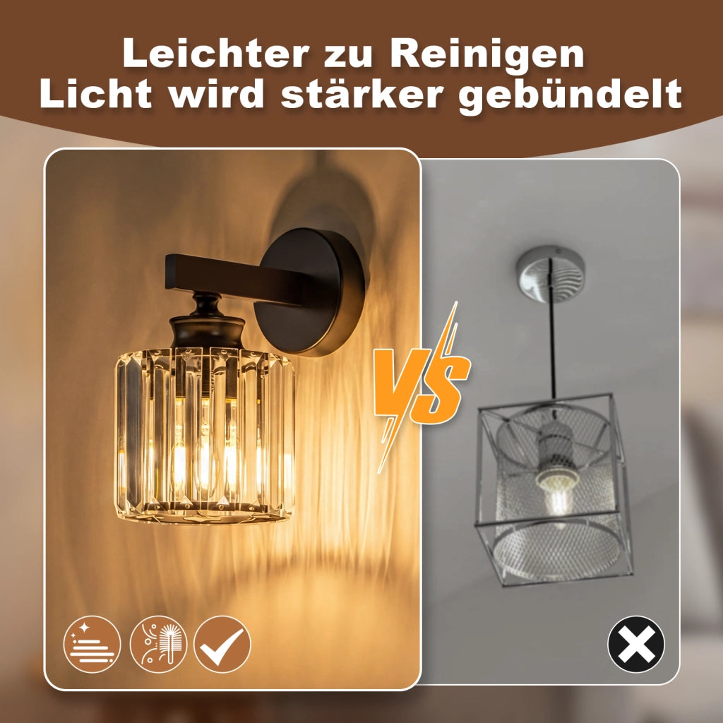 ZMH Lampada da Parete Nera con Cristallo Moderna E27 Orientabile per Interno da Comodino Corridoio Scala Camera da Letto