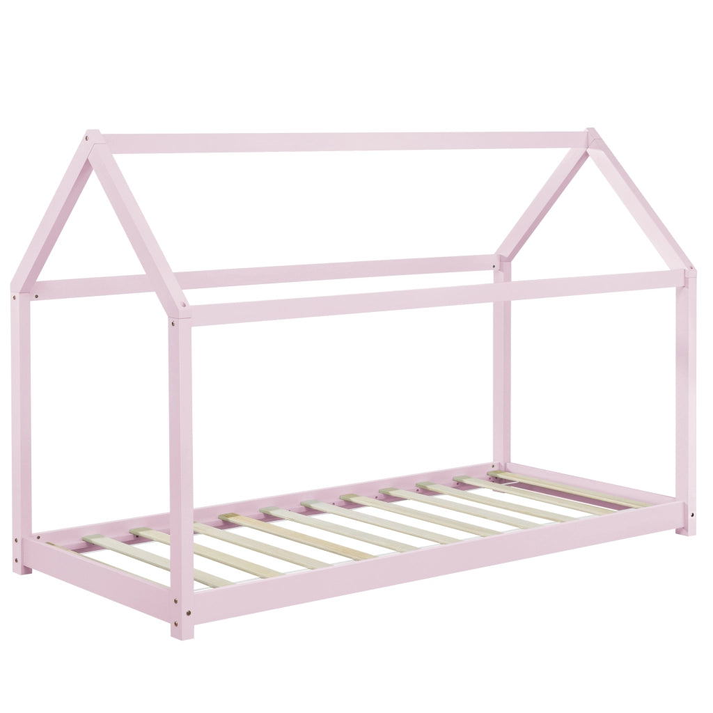 Letto a Casetta Netstal per Cameretta con Materasso 90 x 200 cm Rosa [en.casa]