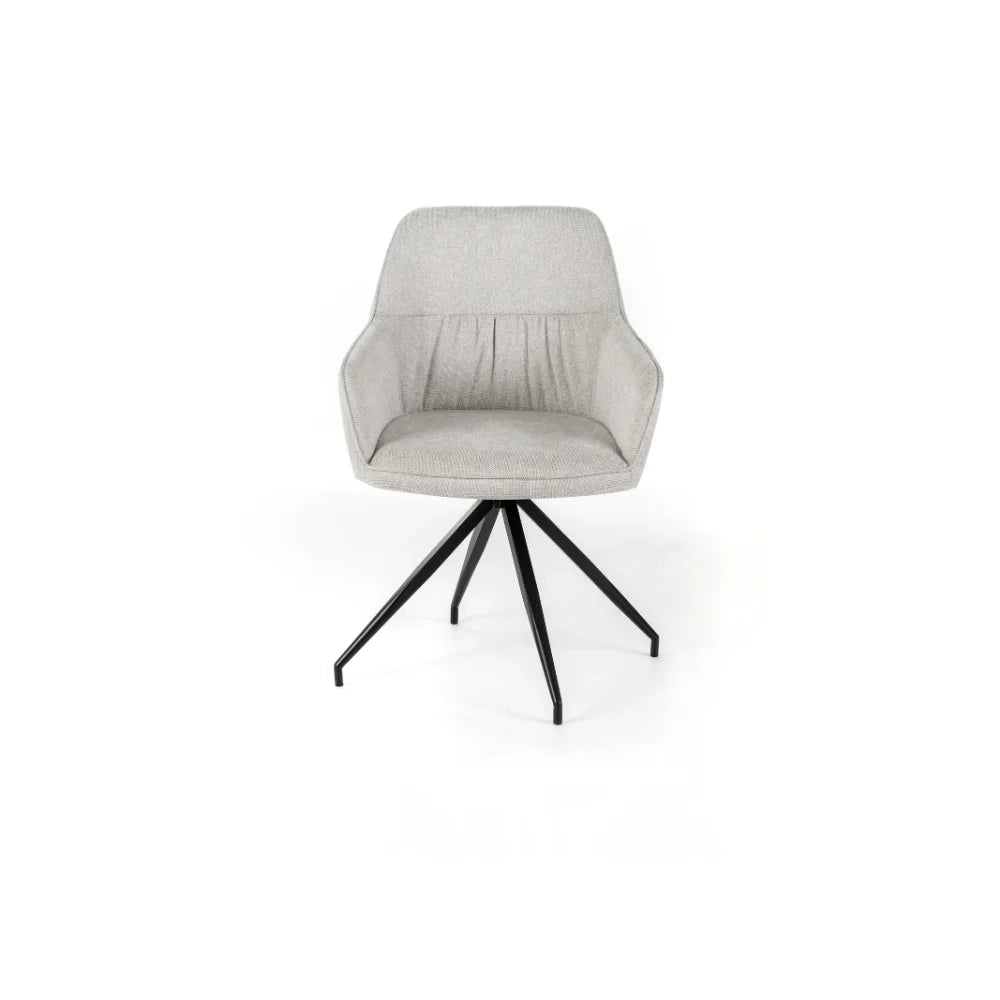 Set di 2 sedie da pranzo imbottite in tessuto grigio chiaro Celeste con struttura in metallo facili da pulire | Duzzle