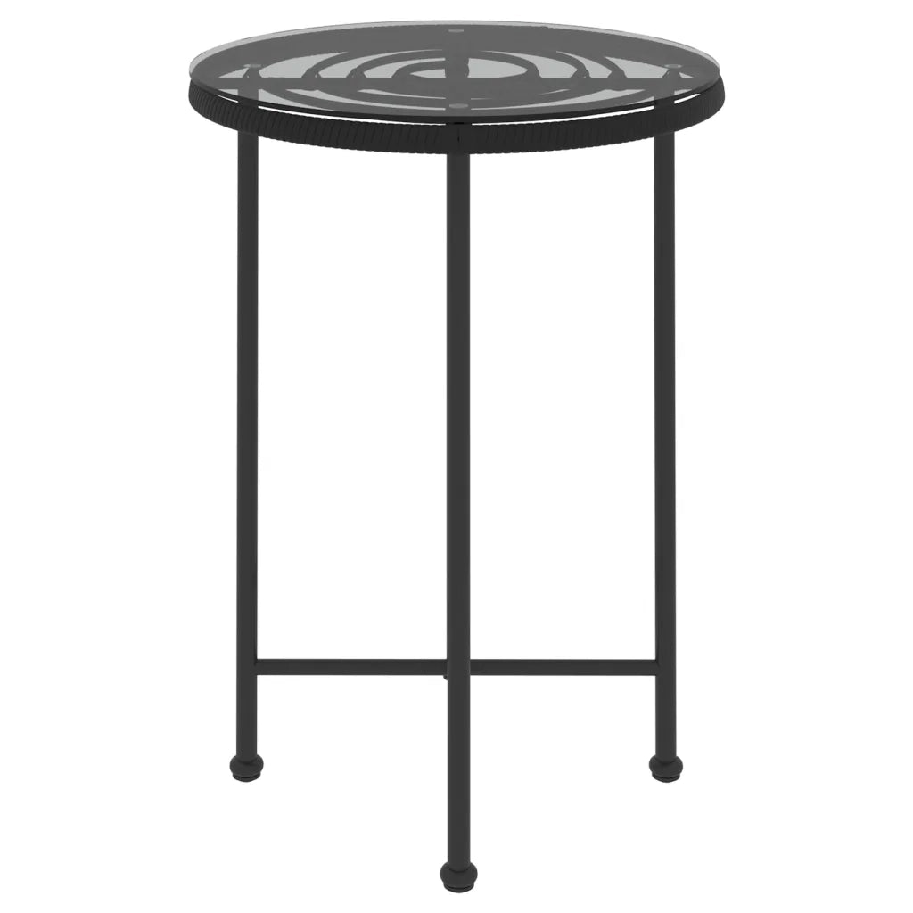 Tavolo da Pranzo Nero Ã˜55 cm Vetro Temperato e Acciaio cod mxl 34227