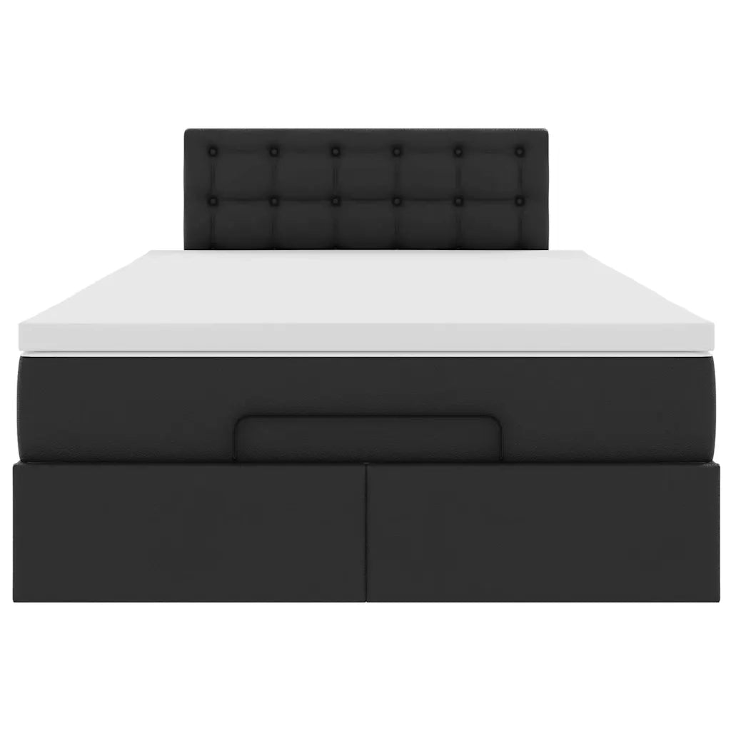 Struttura Letto Pouf con Materasso Nero 120x200 cm Similpelle 3312147