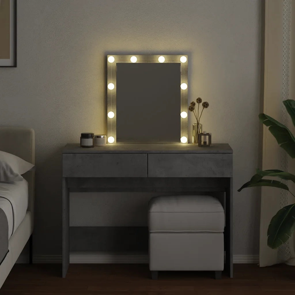 Toeletta | Tavolo da Trucco con LED Grigio Cemento 100x40x130 cm