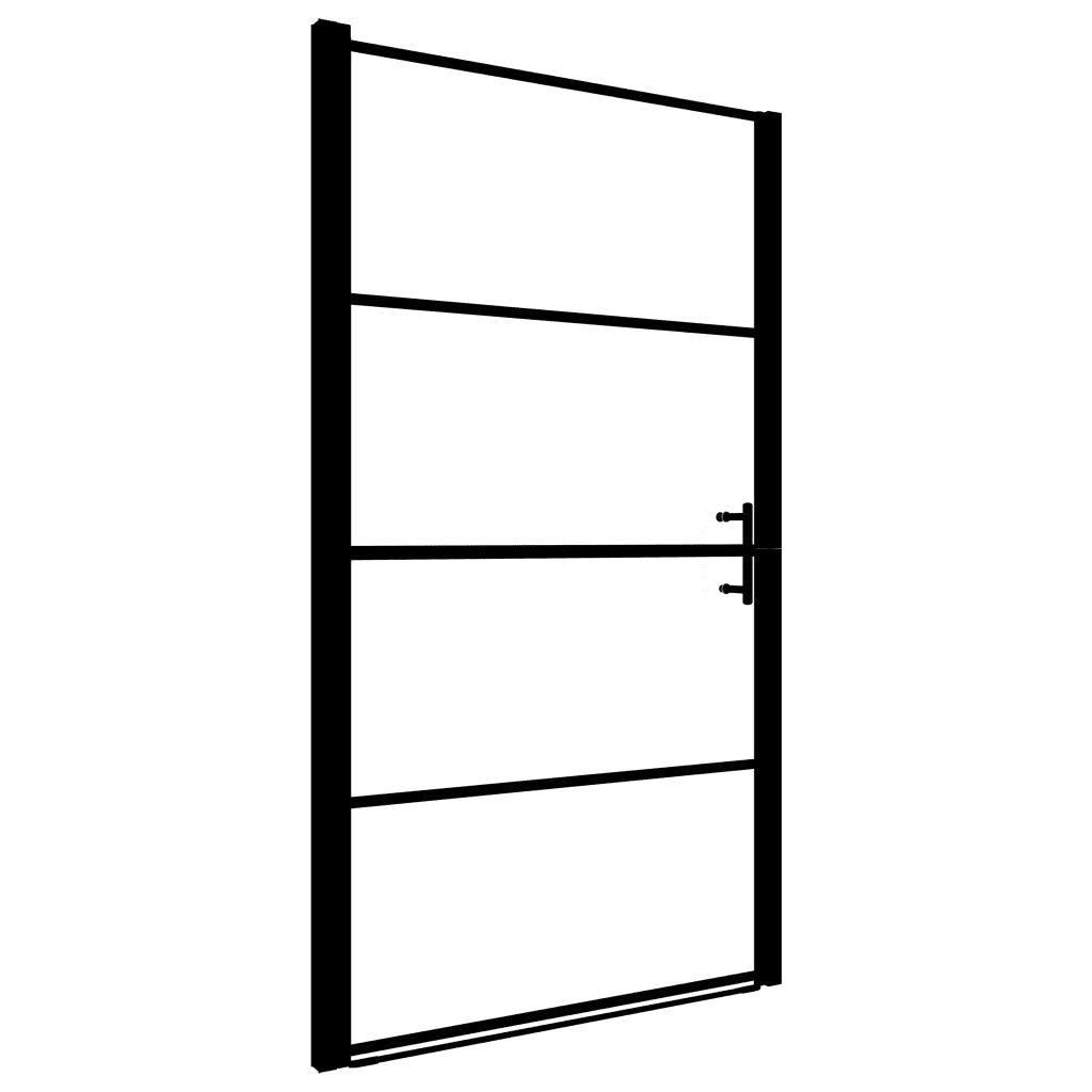 Porta per Doccia in Vetro Temperato 91x195 cm Nera CFW6539267