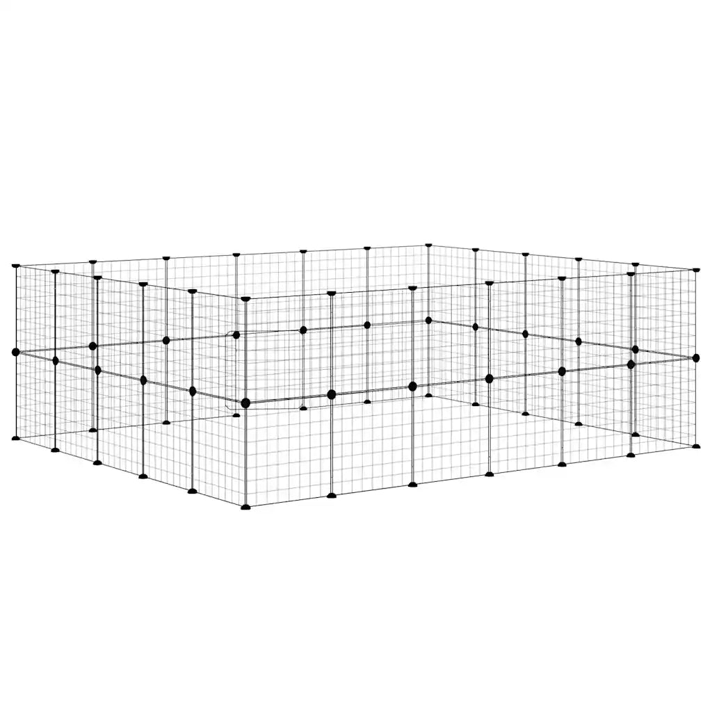 Gabbia per Animali 44 Pannelli con Porta Nera 35x35 cm Acciaio 3114040