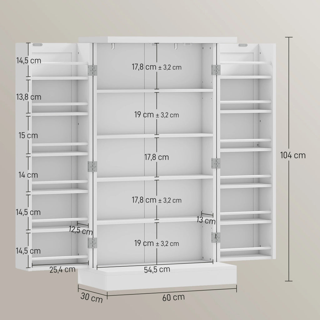 Armadio Cucina con 2 Ante e 16 Ripiani Ajustables ¨C Zephmum ¨C 60x30x104 cm Bianco