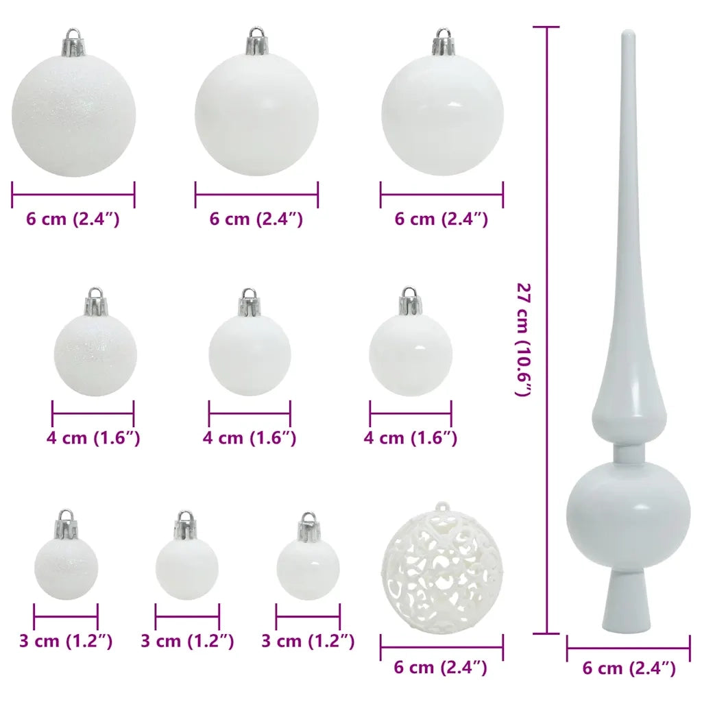 Set di Palle di Natale con 300 LED 120 pcs Bianco Plastica