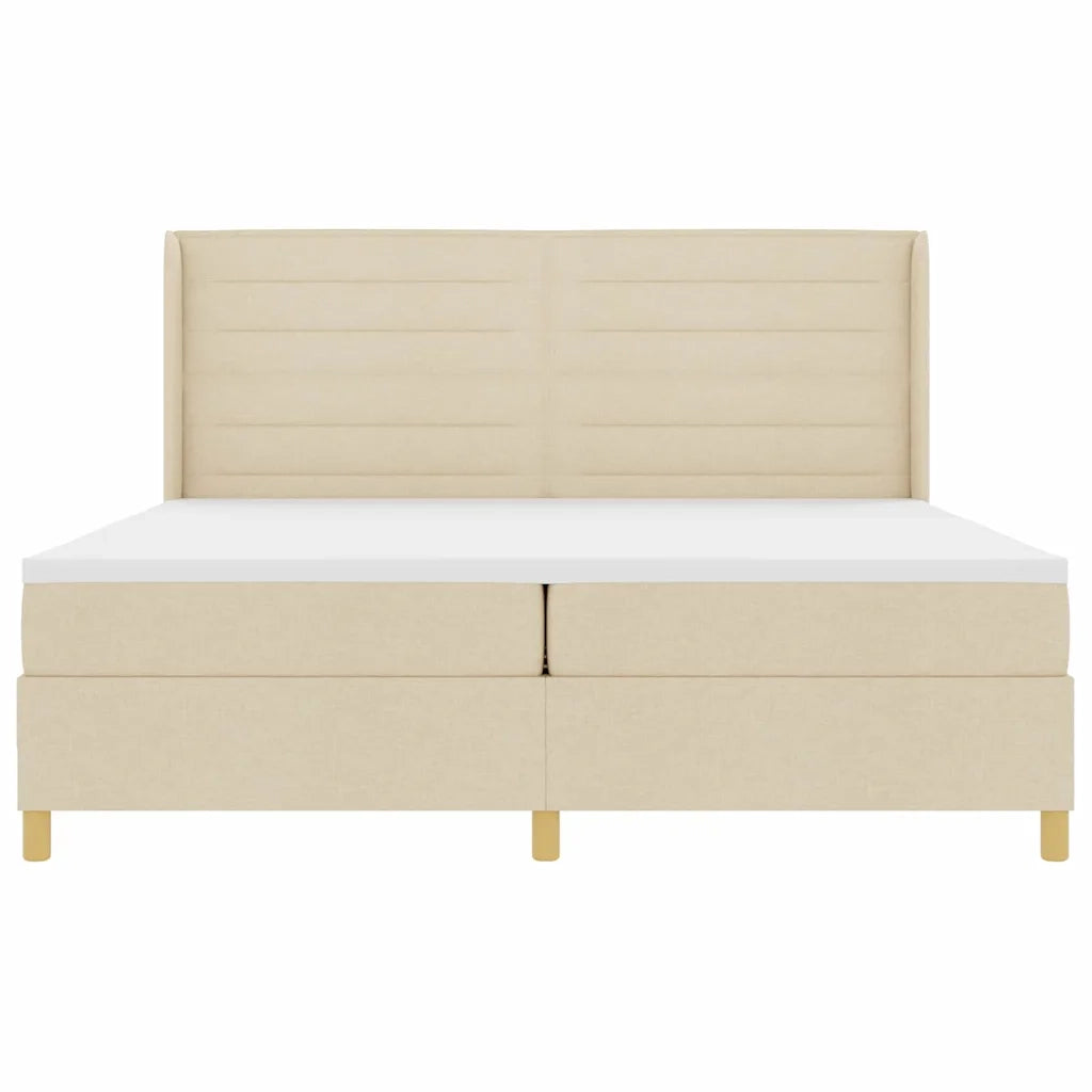 Letto a molle con materasso Crema 200 x 200 cm Tessuto 3341796