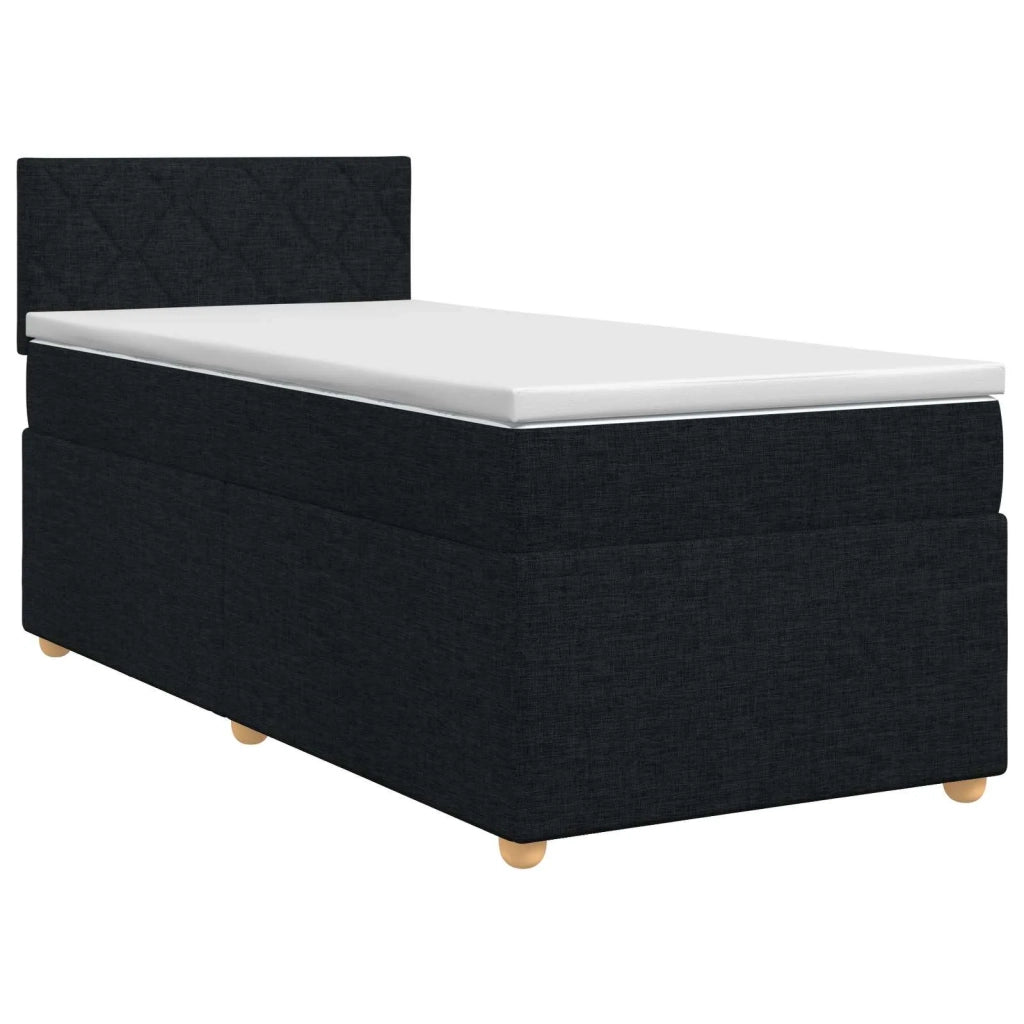 Letto box spring con materasso Nero 90 x 200 cm Tessuto 3450876