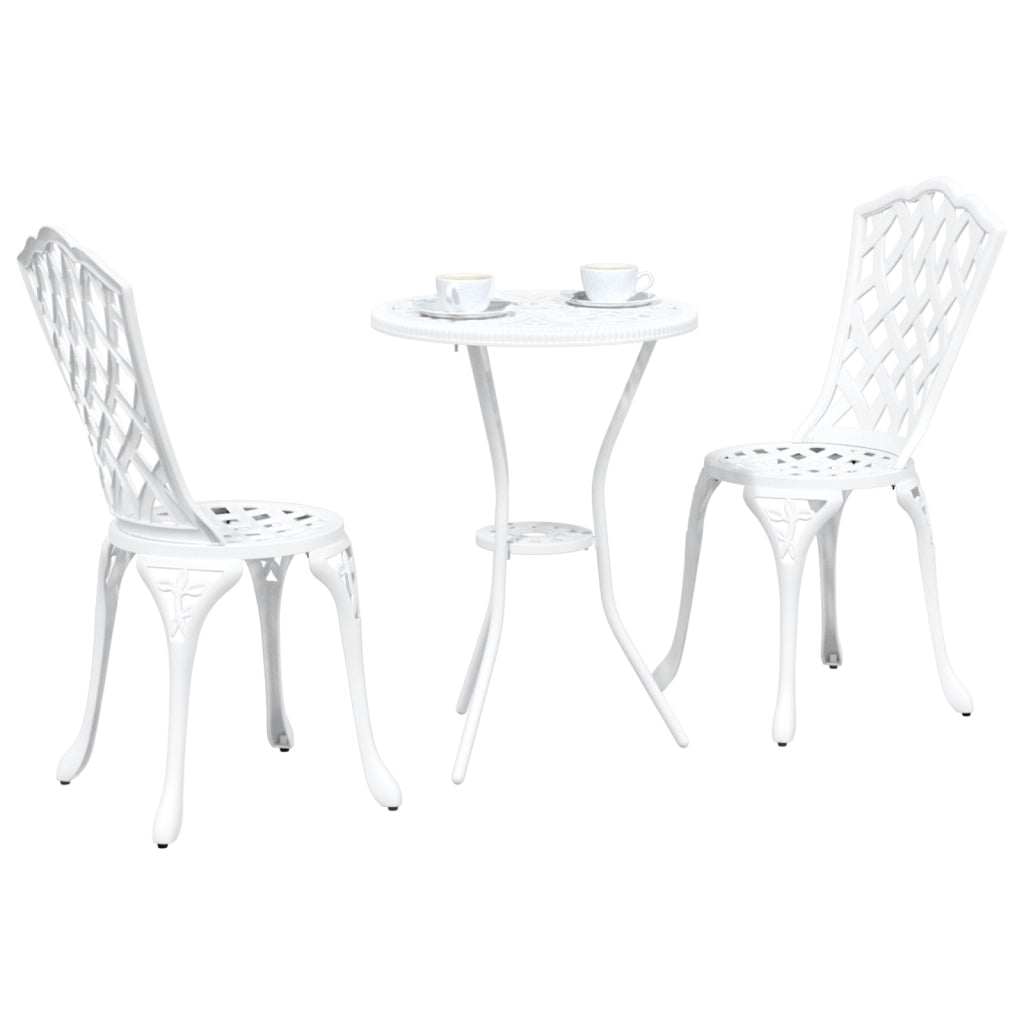 Set Giardino Bistro 3 Pezzi Bianco in Alluminio