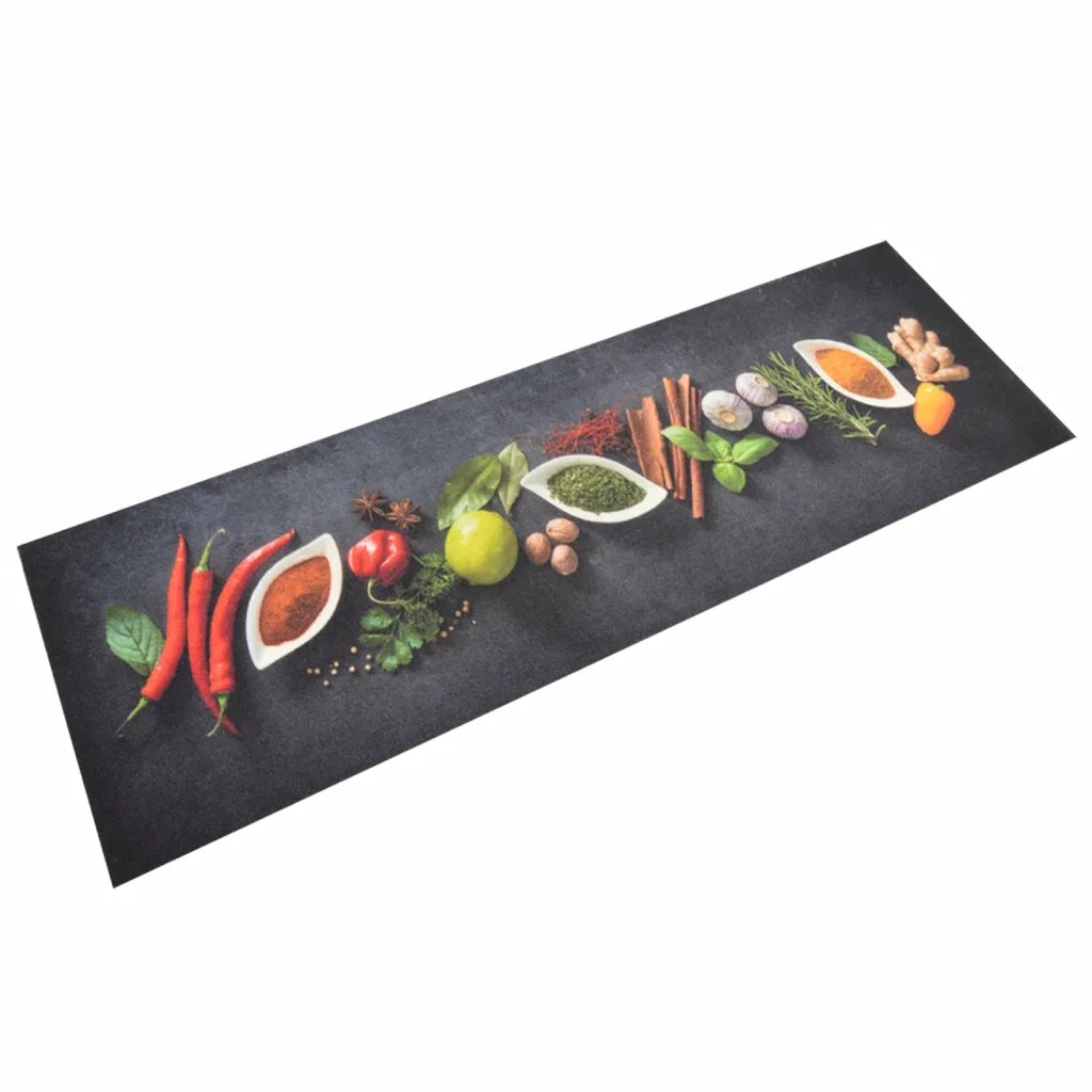 Tappetino da cucina lavabile con elegante stampa a tema spezie 180 x 60 cm velluto multicolore 02_0046033