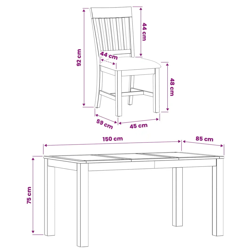 Set da pranzo 5 pz Nero Legno di Quercia Massello 3430352