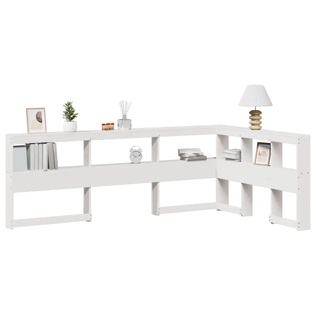 Testiera libreria a L-Testata contenitore Bianca 120 cm in Legno Massello di Pino