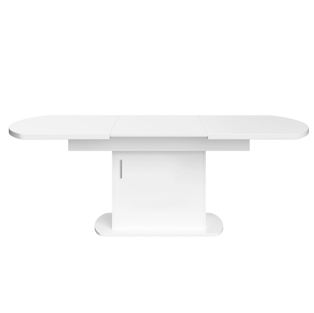 Tavolo da pranzo allungabile con vano contenitore 140/200 x 80 x 75 cm; bianco e argento