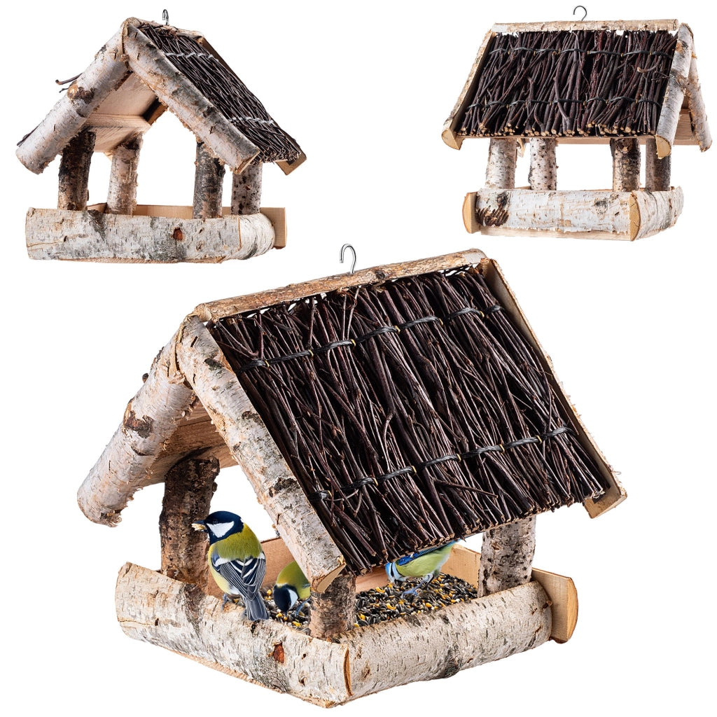 KADAX Grande mangiatoia per uccelli in legno da appendere, decorazione da giardino.