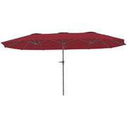 Ombrellone Doppio con Prese d'Aria e Manovella, in Metallo e Poliestere, 4x2.2x2.34 m, Nero e Rosso