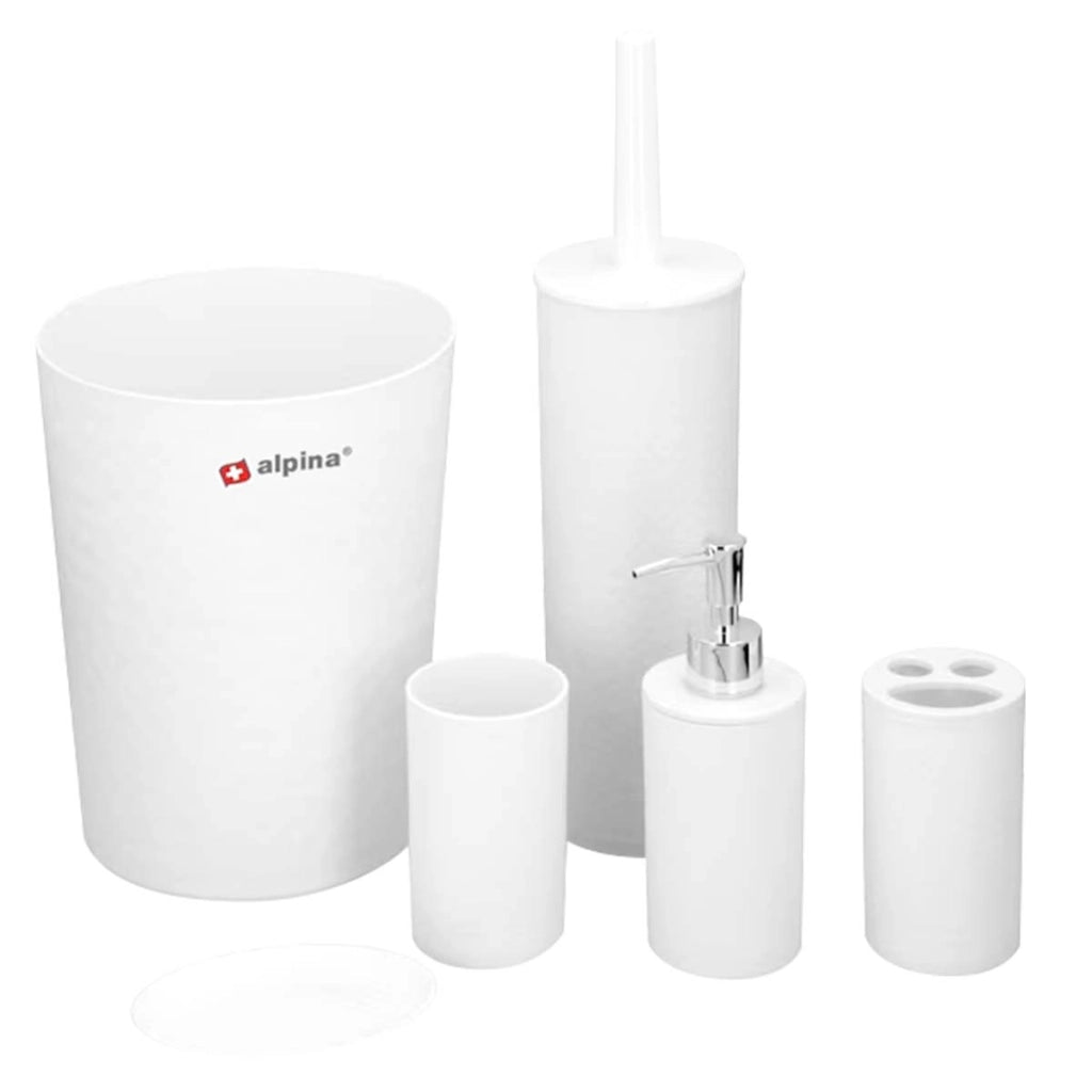 Kit di Pulizia 6 pezzi per Bagno Pratico Completo Bianco Alpina