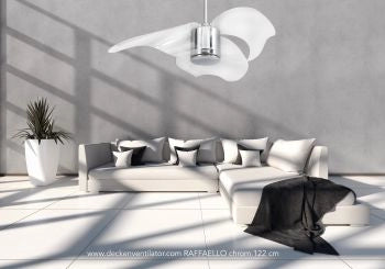 Vam Ventilatore da soffitto a risparmio energetico RAFFAELLO 112 cm cromato con pale trasparenti telecomando 6 velocitÃ