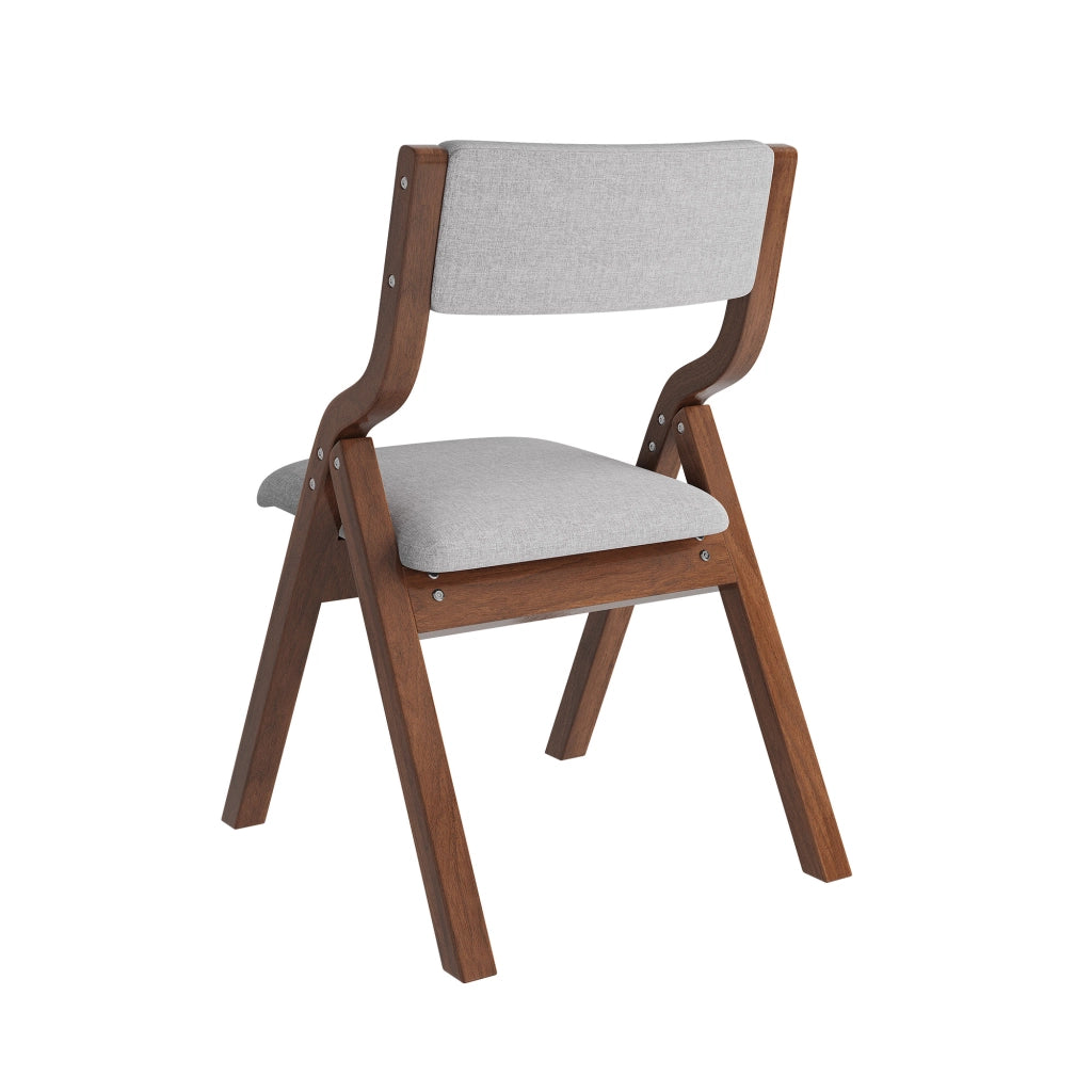 Set di 2 sedie da pranzo pieghevoli in legno massiccio, rivestimento in lino grigio, seduta imbottita, salvaspazio, pronte all’uso