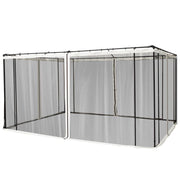 ZANZARIERA PER GAZEBO 3X4M CON CERNIERE E ANELLI, PANNELLI DA 352X207CM - NERO/BEIGE