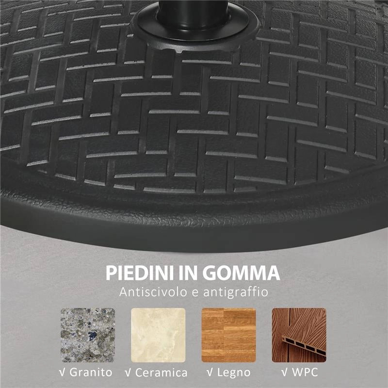 BASE PER OMBRELLONE DI 14KG PER PALI DA 32-38 MM METALLO E CEMENTO Ø 46 CM NERO