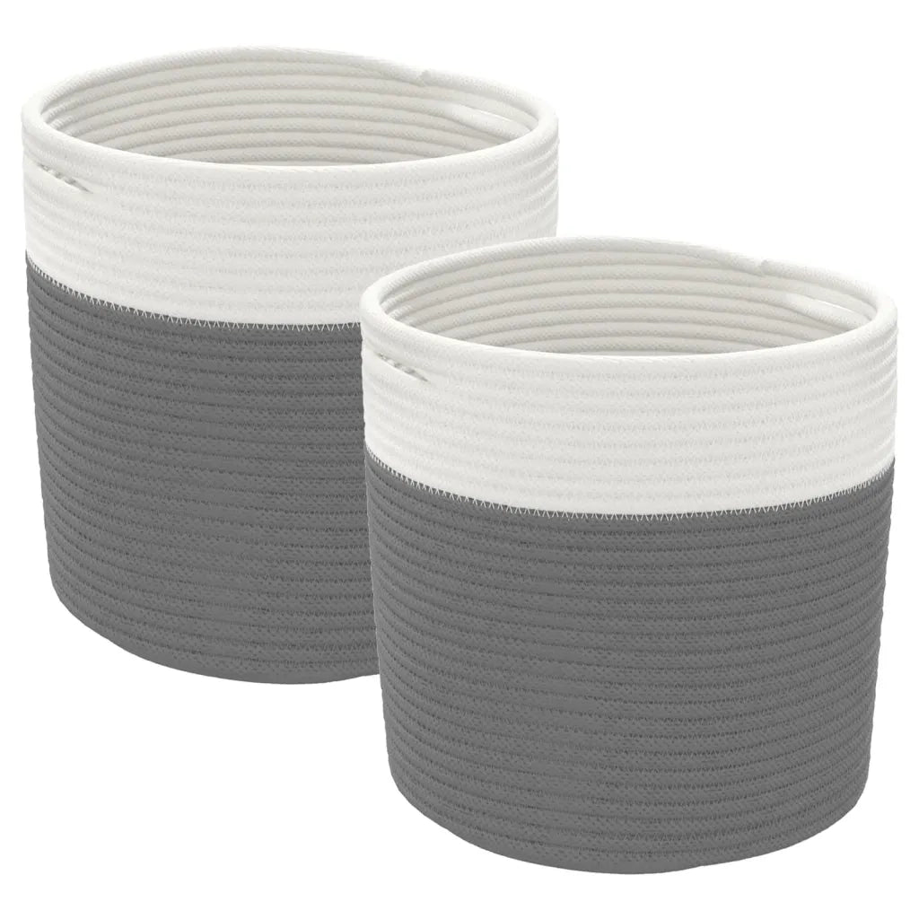 Cestini Portaoggetti 2 pz Grigio e Bianco ?28x28 cm in Cotone CFW3155094