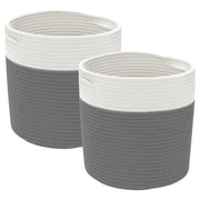 Cestini Portaoggetti 2 pz Grigio e Bianco ?28x28 cm in Cotone CFW3155094