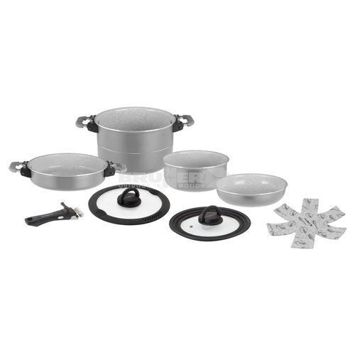 Brunner MOV9984745 Fusion Set Pentole Campeggio 7+1 Alluminio Ceramica Antiaderente Magnetogrip Induzione 3.5 Kg