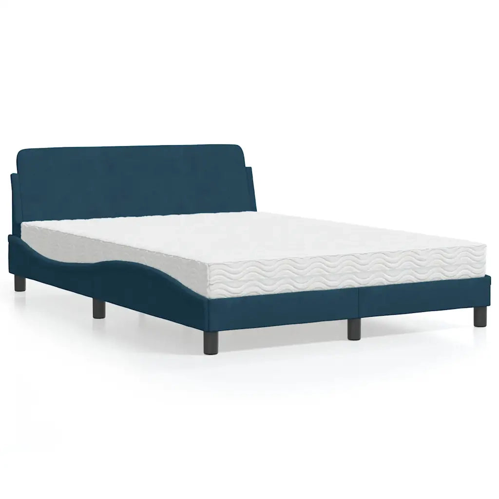 Letto con Materasso-Struttura Letto con Materasso Dover Blu 120x200 cm in Velluto