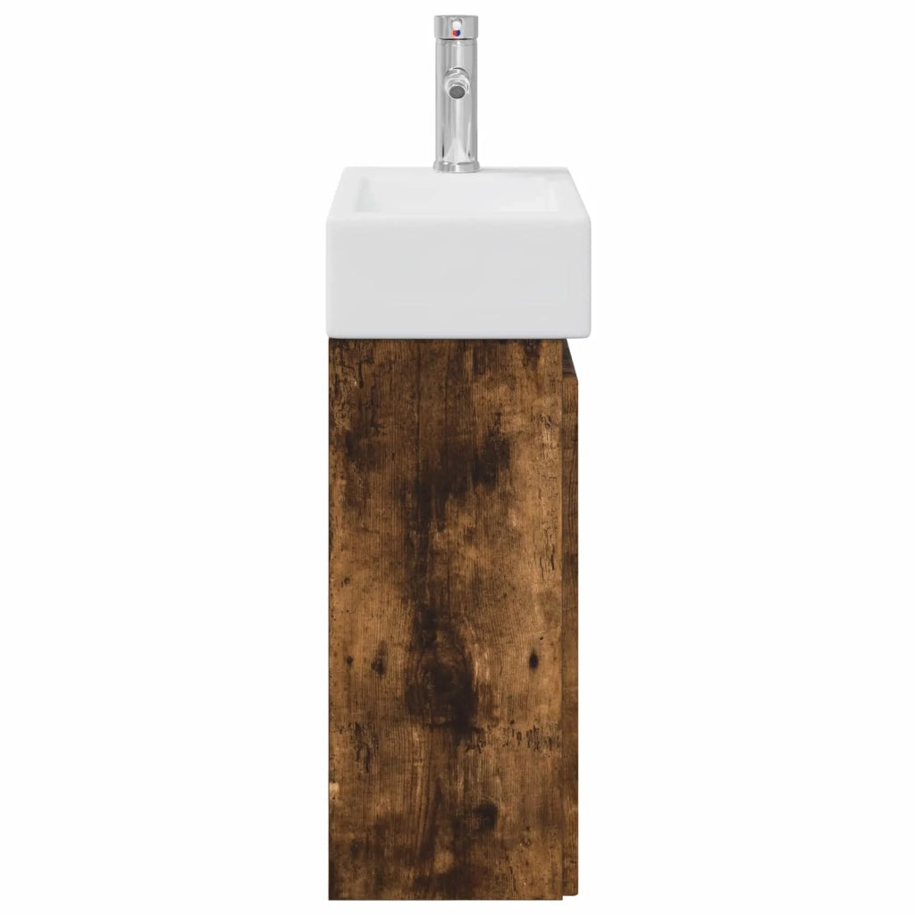 Mobile bagno con rubinetto Rovere Fumo 45,5 x 22,5 x 84 cm 889516