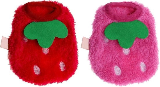 Abbigliamento per Piccoli Animali con Disegno Fragola per Hamster, Coniglio e Roditori 3XS - Set da 2 Pezzi