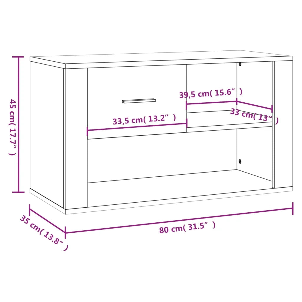 Scarpiera-Scaffale per scarpe Bianca 80x35x45 cm in Legno Multistrato