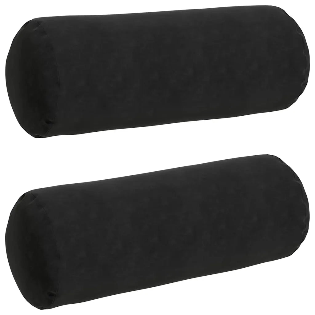 Cuscini a rullo 2 pcs Nero Ø 25 x 70 cm Tessuto in Cords