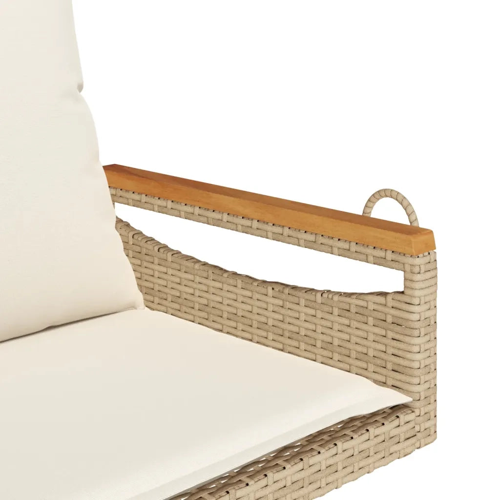 Panchina a Dondolo con Cuscini Beige 63x62x40 cm in Polyrattan 368166
