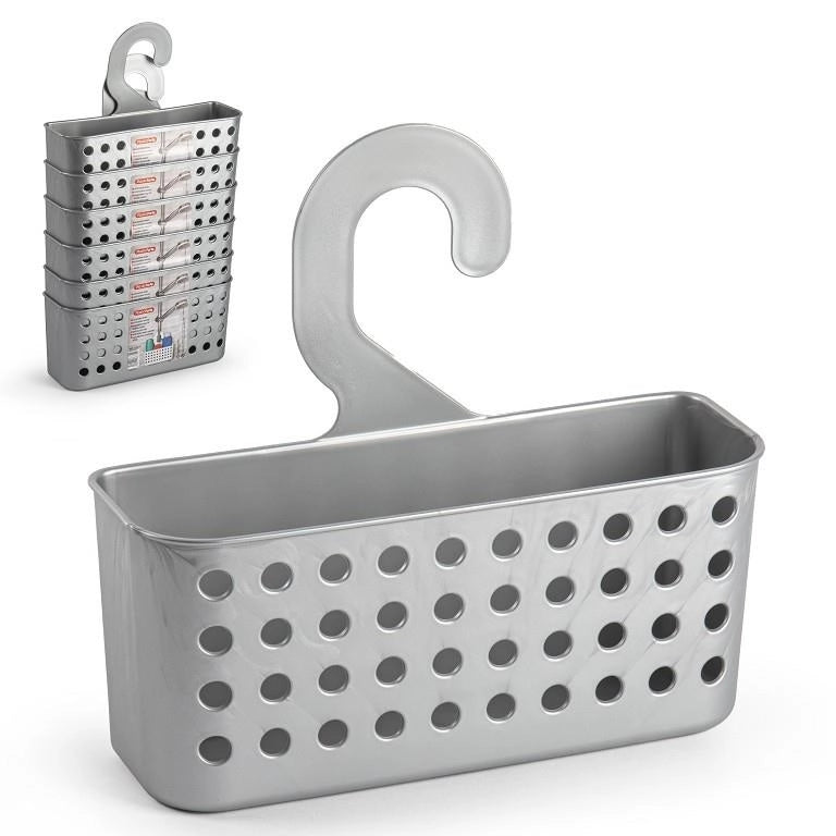 1 Pezzo Cestello Organizzazione Bagno con Gancio Argento