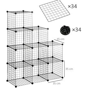 Scaffale modulare a cubi in metallo nero con 6 vani