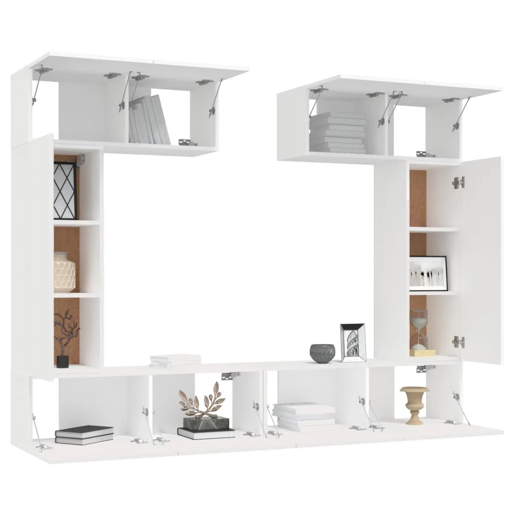 Set di Mobili Porta TV 6 pz Bianco in Legno Multistrato 3114462