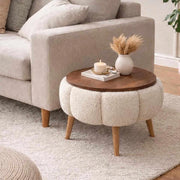 Tavolino in legno "Papatya" - 45 x 45 x 44 cm - Crema