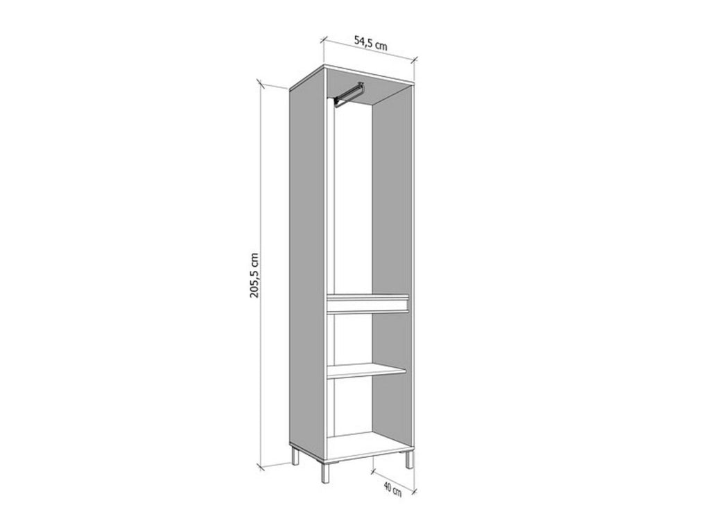 Armadio Camera da Letto Monta, Guardaroba 2 Ante Appendiabiti, 54.5x205.5h cm Bianco