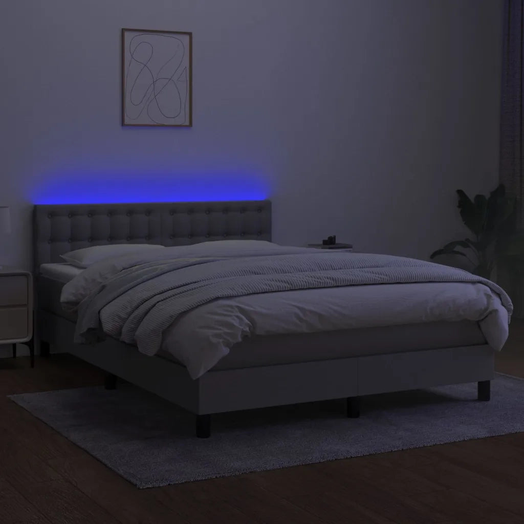 Letto a Molle Materasso e LED Grigio Chiaro 140x200 cm Tessuto 3133477