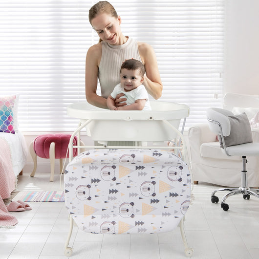 Fasciatoio per bambini con mini vasca da bagno cuscinetto in PVC, Stazione di cambio pannolini per neonati Bianco-Fasciatoi