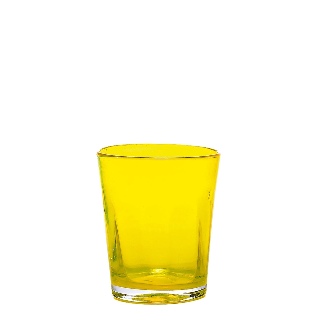 Zafferano Set 6 Bicchieri Bei Tumbler in Vetro Colorato Giallo, Lavorazione Artigianale a Mano Volante, Design Elegante per la Tavola Quotidiana