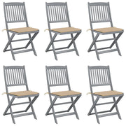 Sedie da Giardino Pieghevoli 6pz con Cuscini in Massello Acacia cod mxl 8283
