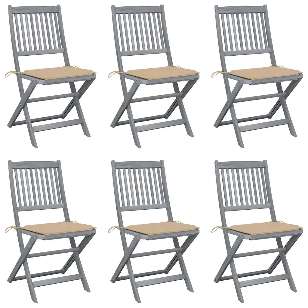 Sedie da Giardino Pieghevoli 6pz con Cuscini in Massello Acacia cod mxl 8283