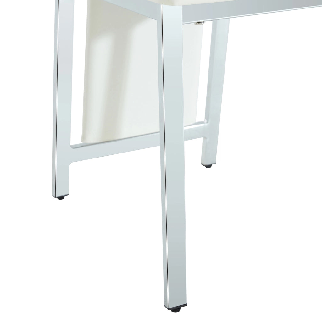 Set di 2 sedie da pranzo ergonomiche in metallo e PU bianco e argento