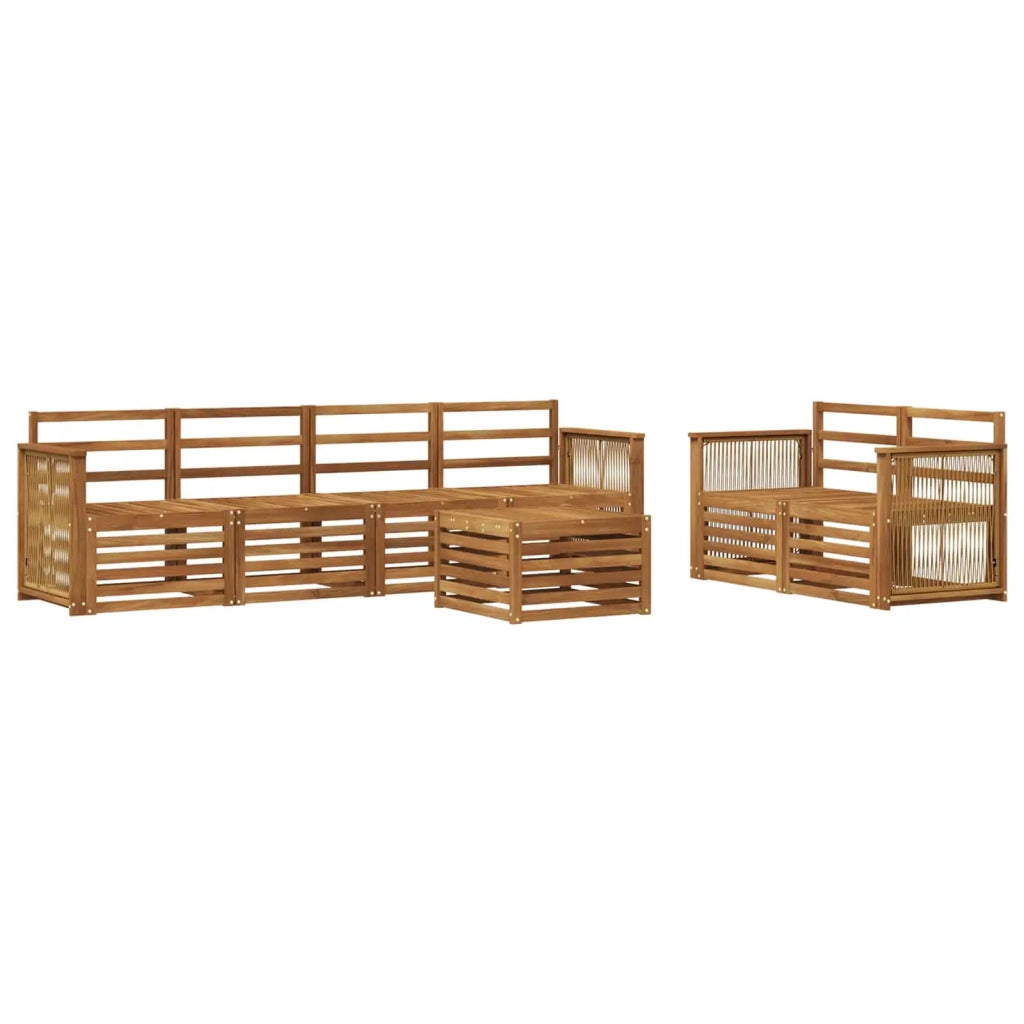 Set di divani da esterno 7 pz Naturale Legno di Acacia Massello 3384055