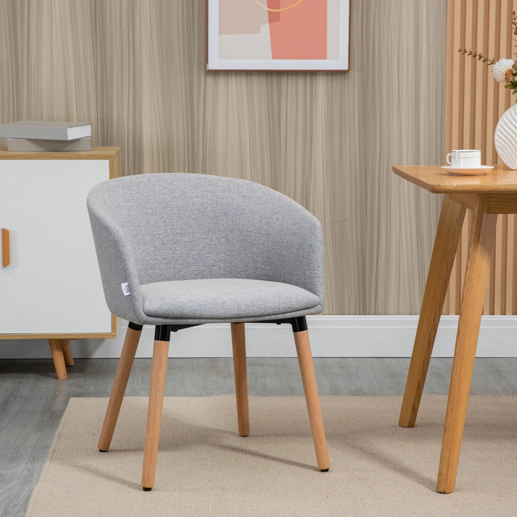 Sedia da Pranzo Imbottita in Tessuto Grigio con Gambe in Legno ¨C Minimal ¨C 57x56x72