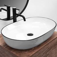 Lavabo Da Appoggio In Ceramica Rea Cleo White Black Edge