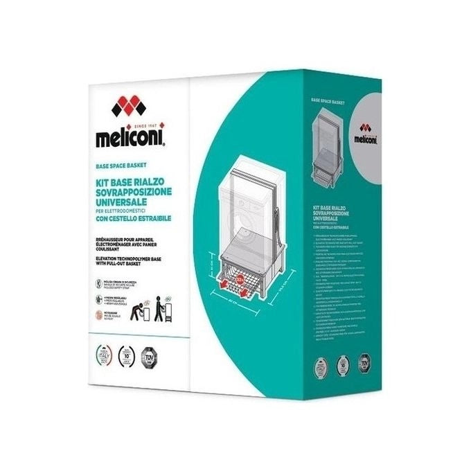 Meliconi 656143 Base Space Basket Rialzo Lavatrice Asciugatrice 30 cm Cestello 32 lt 250 Kg Universale colore Bianco