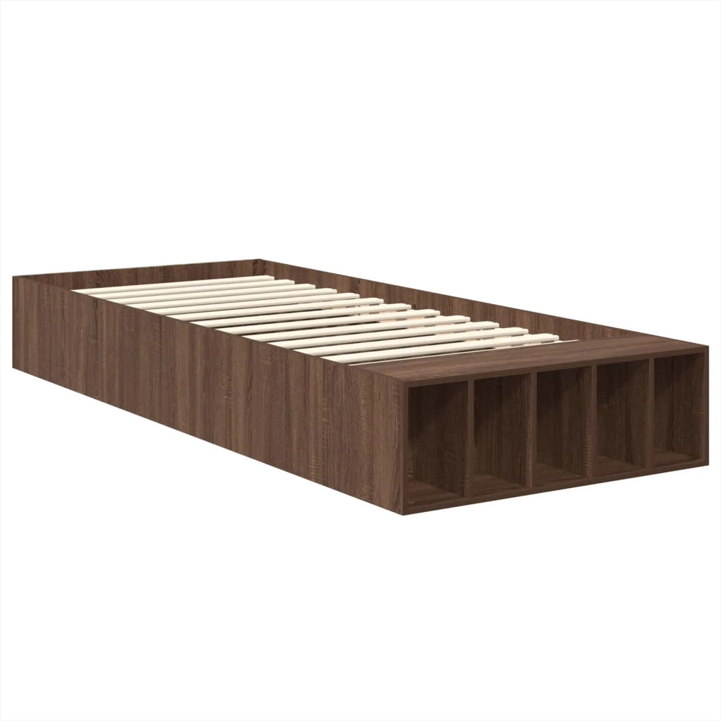 Struttura del letto con lo scaffale Rovere Marrone 75 x 190 cm